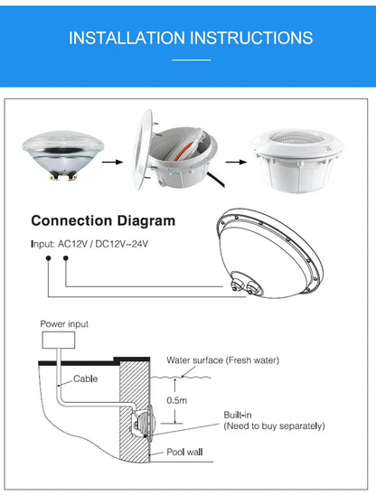 Pool headlights 18W 36W 54W par56 led 12Vac RGB focos led para piscinas warm white cold white