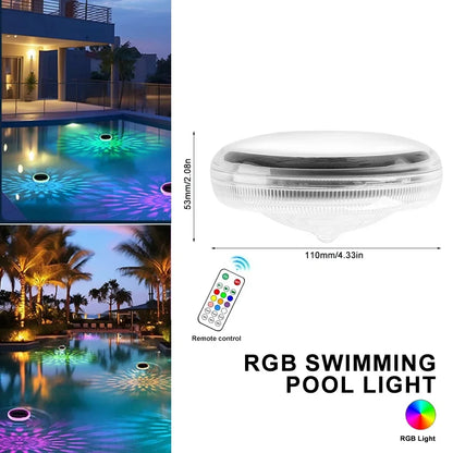 Solar Floating Pool Lights IP68 Waterproof Pood Light Remote Control 3 Dynamic Lighting Timing Mode for Pond Pool Decor Lighting