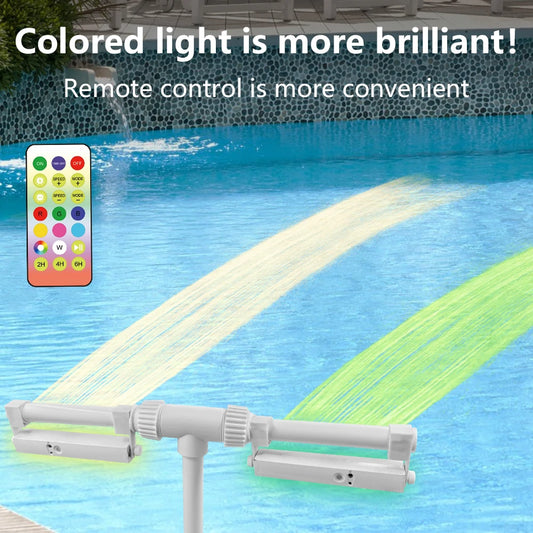 Pool Fountain with Lights for Inground and Above Ground Pools Dual Spray Adjustable Sprinkler pood Waterfall with 16-Colors LED