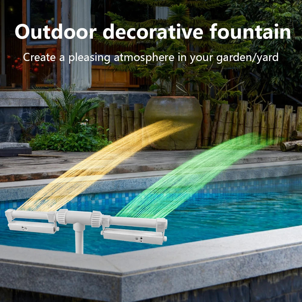 Pool Fountain with Lights for Inground and Above Ground Pools Dual Spray Adjustable Sprinkler pood Waterfall with 16-Colors LED