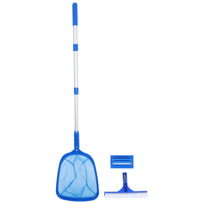 Swimming Pool Cleaning Set Maintenance Tools Pond Scoop Net Brush with Pole Leaf Deep Rake Head Skimmer