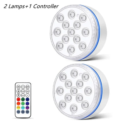 Updated Submersible 13LED Underwater Light with Remote Control Underwater Pool Light IP68 Bright Lamp RGB for Pond/Pool/Aquarium