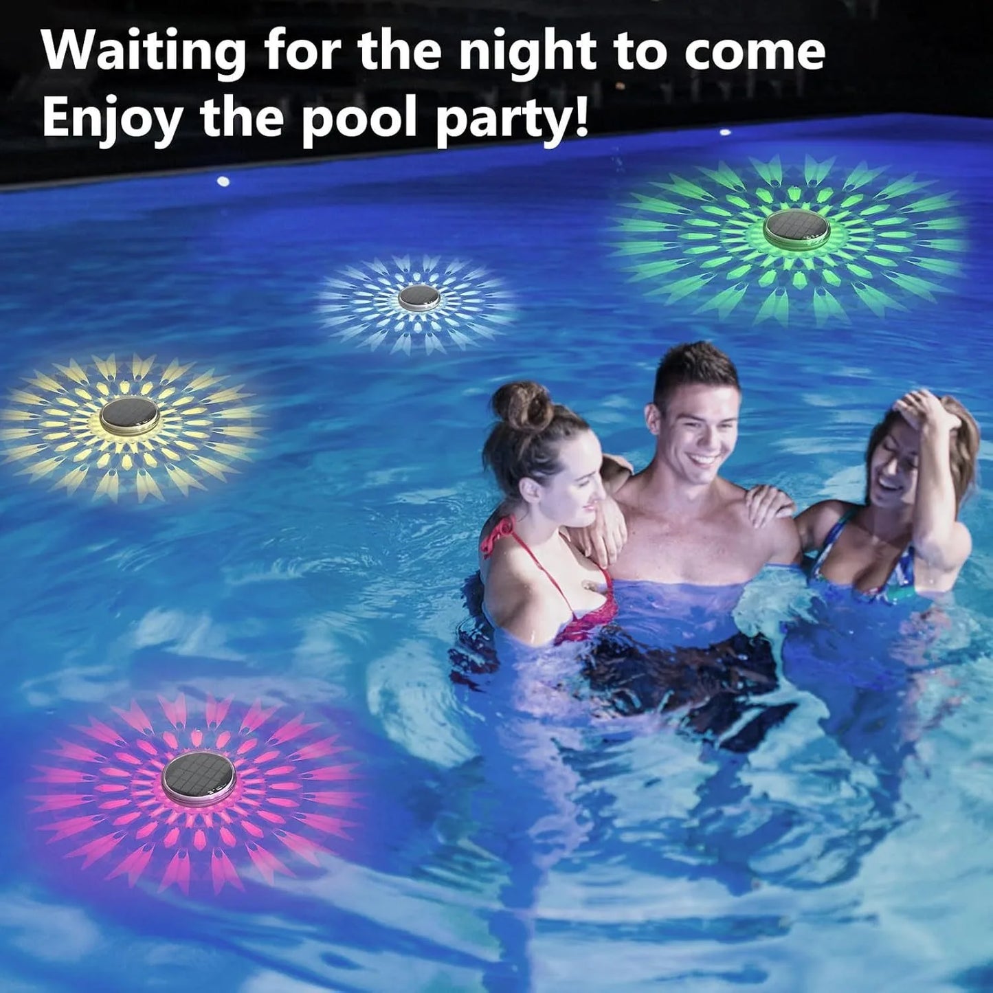 Solar Floating Pool Lights IP68 Waterproof Pood Light Remote Control 3 Dynamic Lighting Timing Mode for Pond Pool Decor Lighting