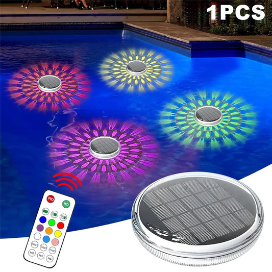 Solar Floating Pool Lights IP68 Waterproof Pood Light Remote Control 3 Dynamic Lighting Timing Mode for Pond Pool Decor Lighting