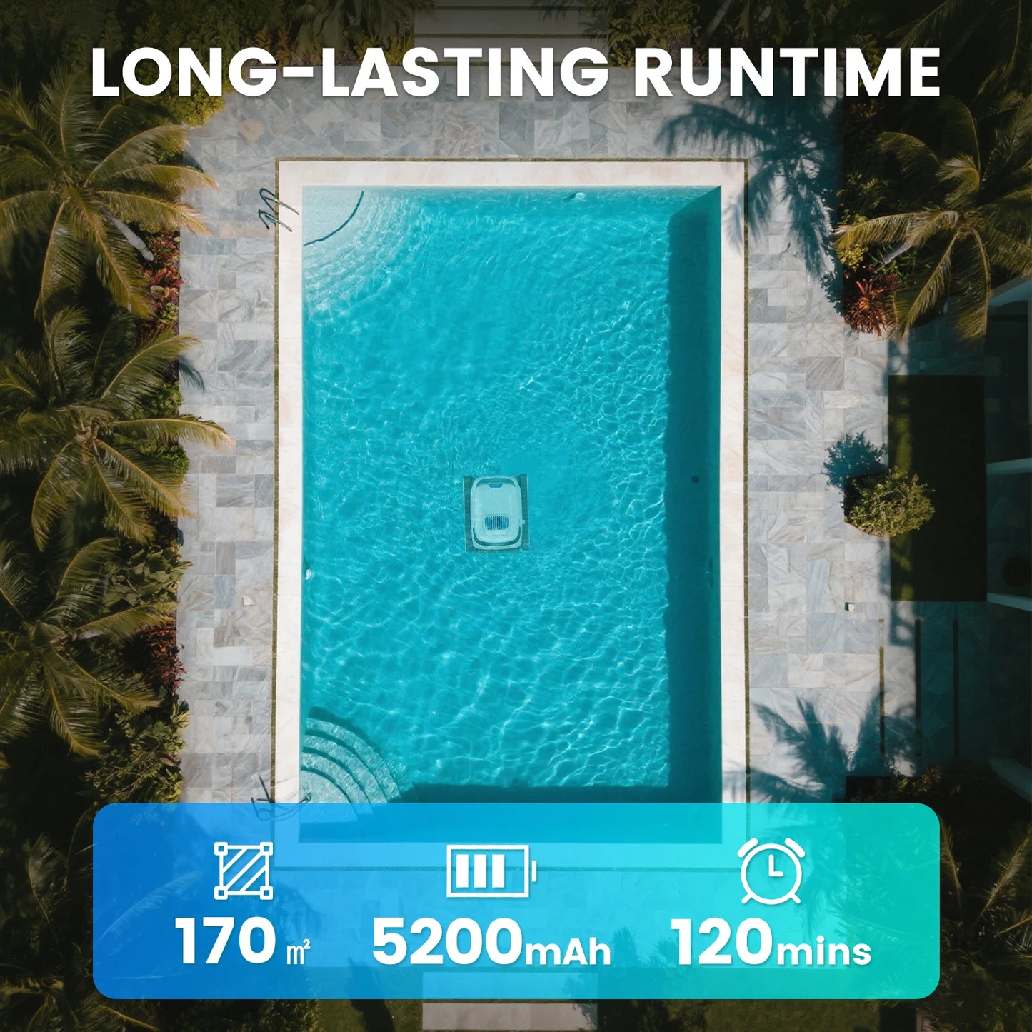 Wireless Pool Cleaner Wall Climbing Pool Vacuum Cleaner Battery Intelligent Navigation Pool Robot Floor and Wall Waterline