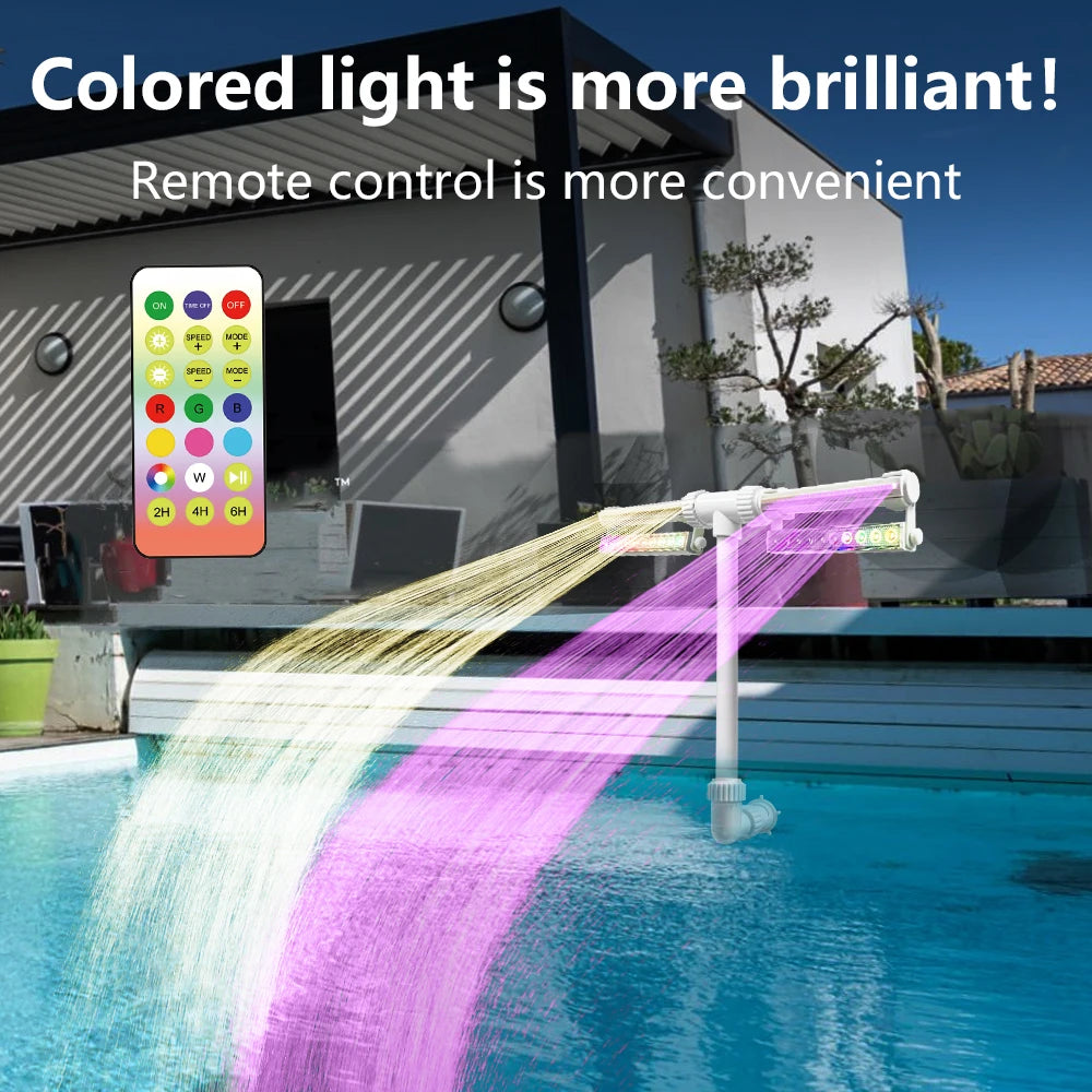 Pool Fountain with Lights for Inground and Above Ground Pools Dual Spray Adjustable Sprinkler pood Waterfall with 16-Colors LED