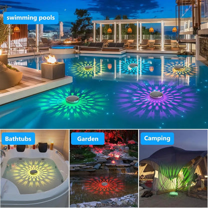 Solar Floating Pool Lights IP68 Waterproof Pood Light Remote Control 3 Dynamic Lighting Timing Mode for Pond Pool Decor Lighting
