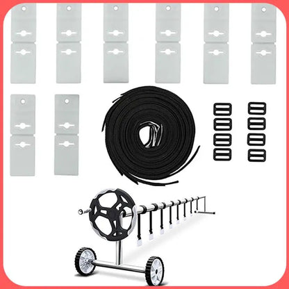 AA89-Pool Ruler Solar Cover Reel Attachment Kit Pool Cover Tightening Straps For Inground Swimming Pools