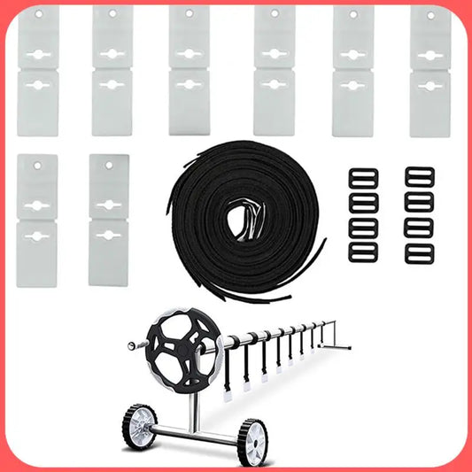 AA89-Pool Ruler Solar Cover Reel Attachment Kit Pool Cover Tightening Straps For Inground Swimming Pools