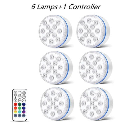 Updated Submersible 13LED Underwater Light with Remote Control Underwater Pool Light IP68 Bright Lamp RGB for Pond/Pool/Aquarium