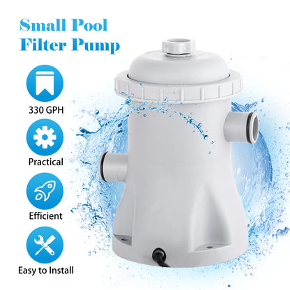 Pool Filter Pump 330 GPH Paddling Pool Electric Water Pump With 2 Pool Filter Cartridge Pool Pumps Above Ground Small Pool Filte