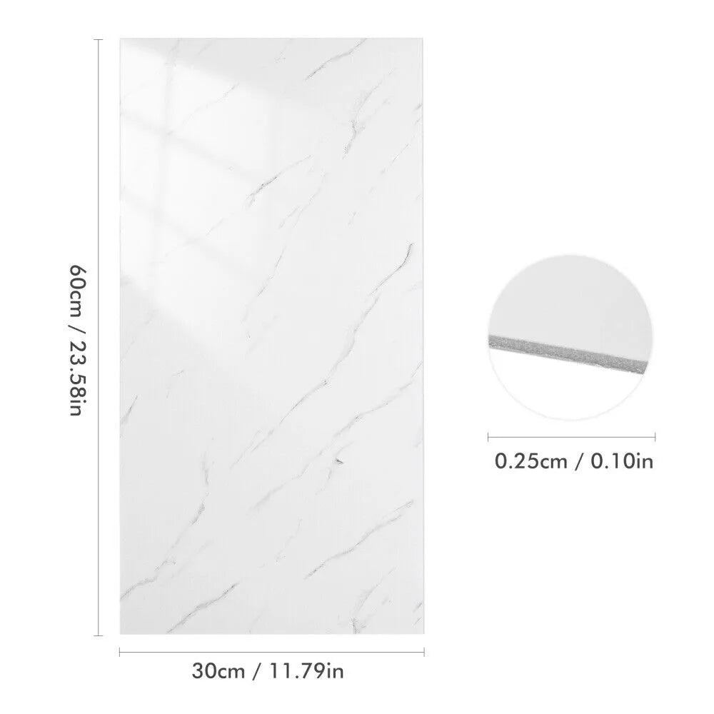 10Pcs Self-adhesive Marble Tiles Sticker Waterproof 30cmx60cm Tiles Floor Stickers PVC Tile  Kitchen Bathroom Wall Sticker