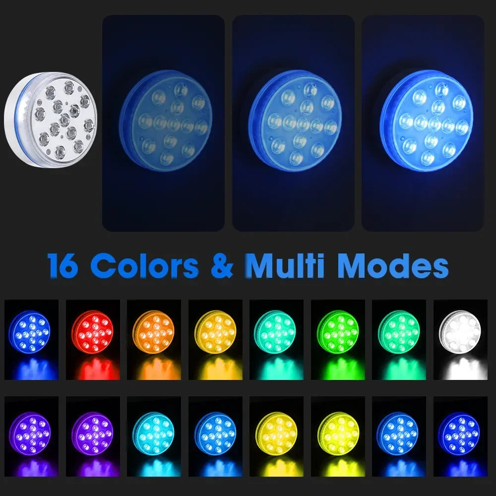 Updated Submersible 13LED Underwater Light with Remote Control Underwater Pool Light IP68 Bright Lamp RGB for Pond/Pool/Aquarium