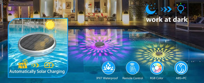 Solar Floating Pool Lights IP68 Waterproof Pood Light Remote Control 3 Dynamic Lighting Timing Mode for Pond Pool Decor Lighting