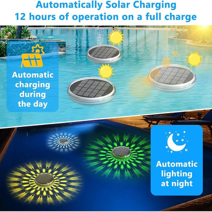 Solar Floating Pool Lights IP68 Waterproof Pood Light Remote Control 3 Dynamic Lighting Timing Mode for Pond Pool Decor Lighting