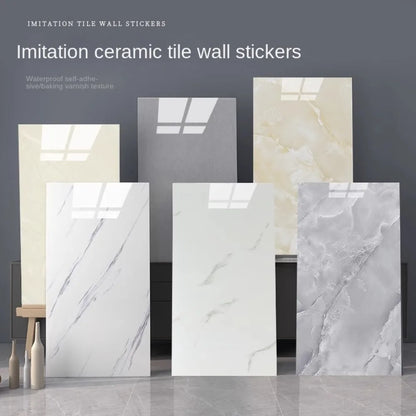 10Pcs Self-adhesive Marble Tiles Sticker Waterproof 30cmx60cm Tiles Floor Stickers PVC Tile  Kitchen Bathroom Wall Sticker