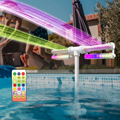Pool Fountain with Lights for Inground and Above Ground Pools Dual Spray Adjustable Sprinkler pood Waterfall with 16-Colors LED