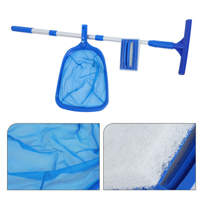 Swimming Pool Cleaning Set Maintenance Tools Pond Scoop Net Brush with Pole Leaf Deep Rake Head Skimmer