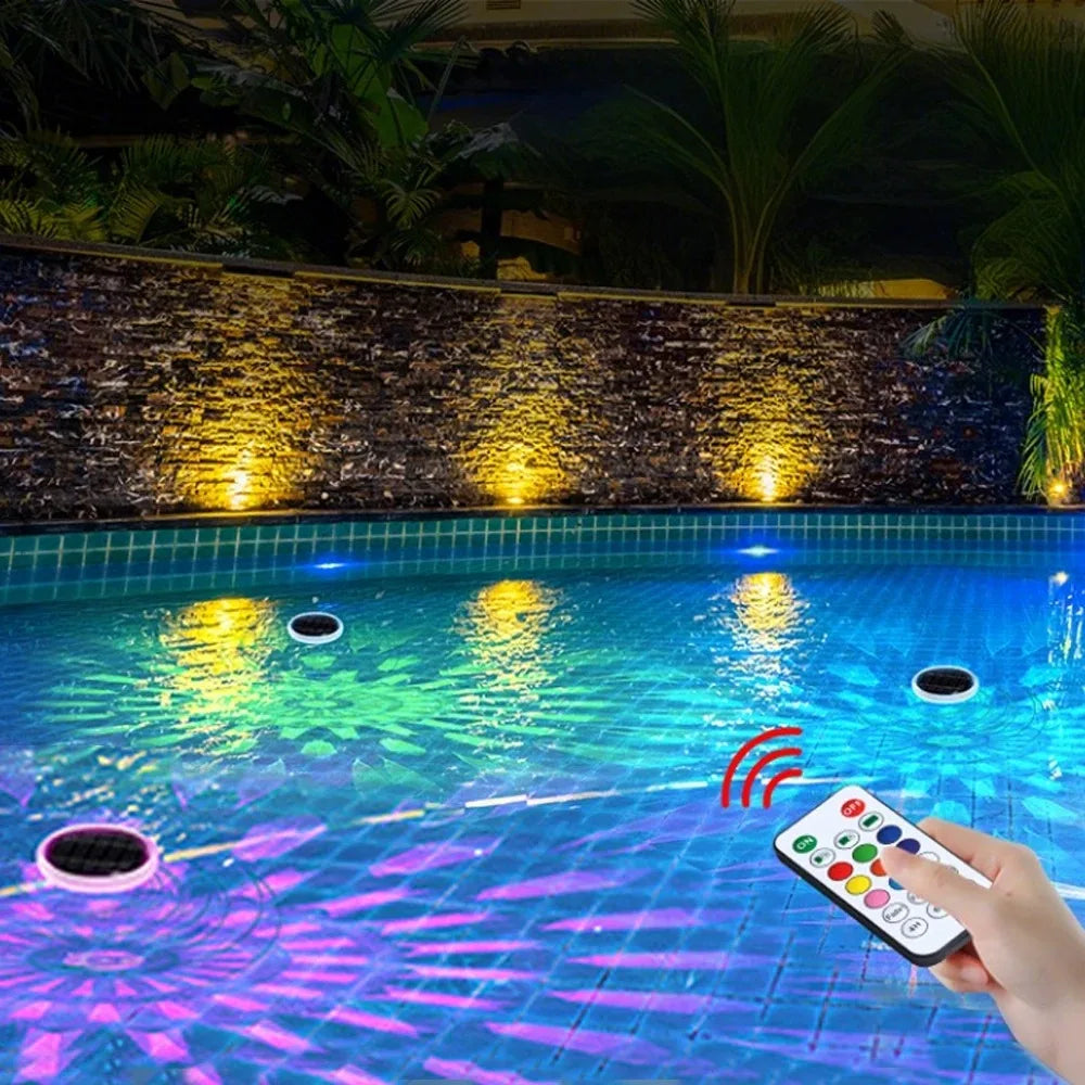 Solar Floating Pool Lights IP68 Waterproof Pood Light Remote Control 3 Dynamic Lighting Timing Mode for Pond Pool Decor Lighting