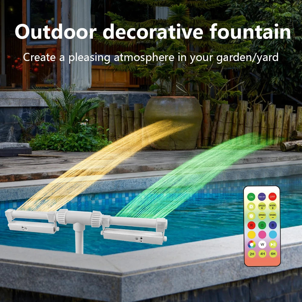 Pool Fountain with Lights for Inground and Above Ground Pools Dual Spray Adjustable Sprinkler pood Waterfall with 16-Colors LED